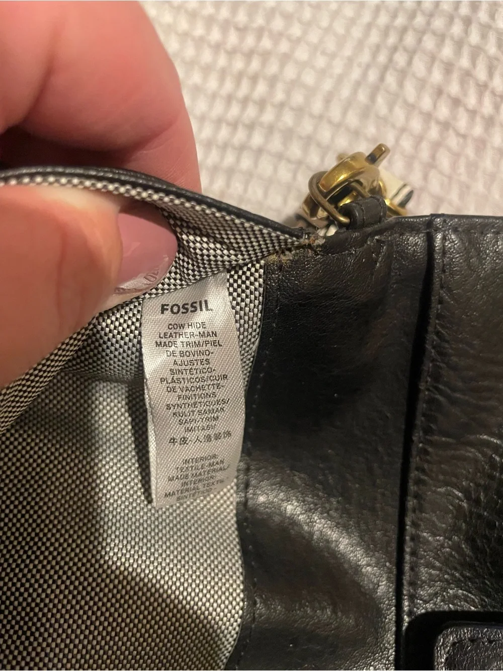 Fossil Black Leather Wristlet with Card Slots